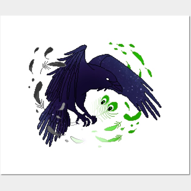Aromantic Pride Flag Galaxy Raven Wall Art by Oceanic Scribbles